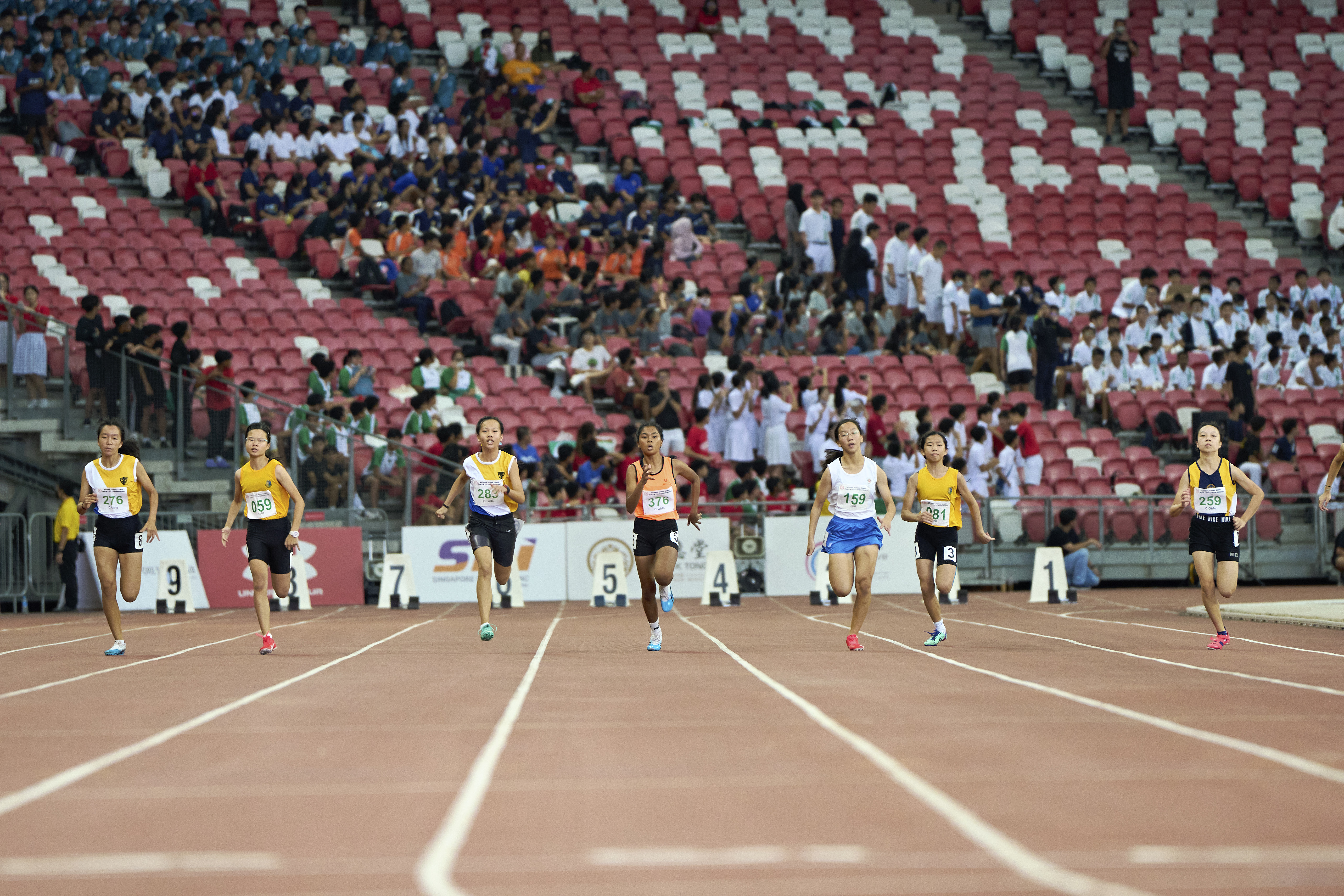 2023-04-28 NSG T&F Championships Photo by Eric Koh, Finalists for C Div Girls 100m DSC05711